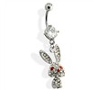 Steel Belly Ring with CZ covered bunny