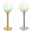 14K Gold Labret with White Opal Balls