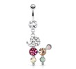 Poodle with Multi Colored Gems Dangle Surgical Steel Navel Ring
