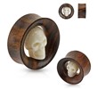 Pair Of Carved Skull Inside Organic Sono Wood Saddle Fit Tunnels