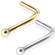 14K Gold Nose Pin (L-Shape) with Ball Tip