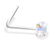 L-Shaped Silver Nose Pin with AB CZ