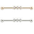 Straight Barbell With 3 Square Bezeled Set Gems