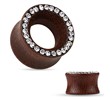 Organic Rose Wood Double Flared Tunnel With Crystal Paved Rim