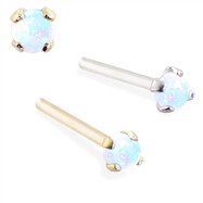 14K Gold Customizable Nose Stud with 2mm Round White Opal