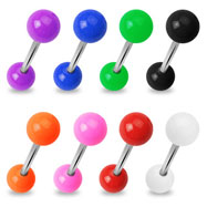 Straight barbell with solid colored balls, 14 ga