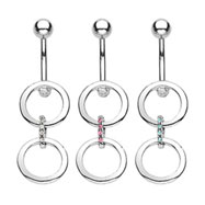 Navel ring with dangling linked circles