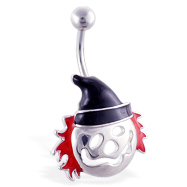 Belly ring with scary clown face