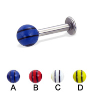 Labret with double striped ball, 12 ga