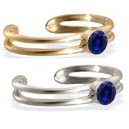 14K gold toe ring with single Sapphire gem